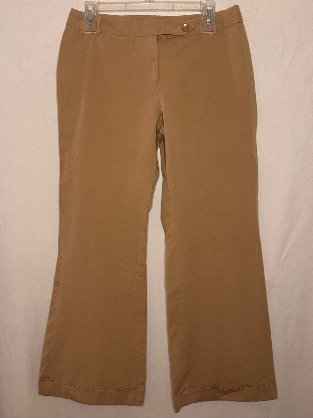 Super Wide Leg Trousers Express Stretch Beige Baggy Pants Cuffed Hem Size 9/10